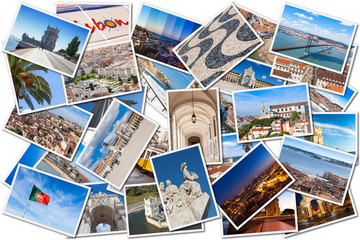 Fototapeta na wymiar Picture Mosaic collage of Lisbon city in Portugal