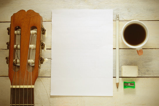 Inspirational background with a Spanish classical guitar.