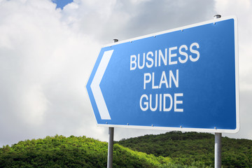 Bussiness Plan Guide. Blue traffic sign.