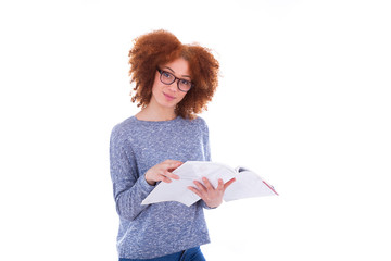 Black African American student girl reading a book