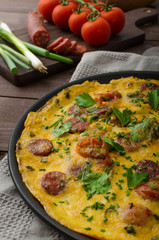 Mens omelette with chorizo