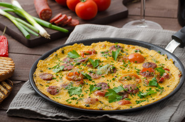 Mens omelette with chorizo