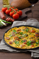 Mens omelette with chorizo
