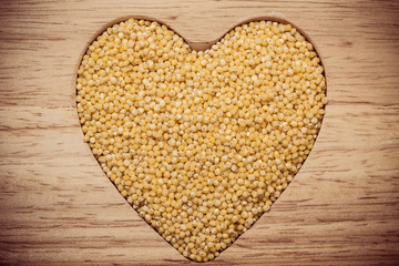 Millet groats heart shaped
