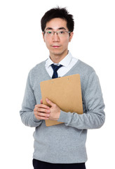 Businessman hold with clipboard