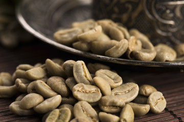 Green coffee. drink and beans