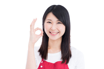 エプロンをした女性