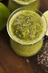 Healthy green fresh fruit and vegetable juice smoothie with chia