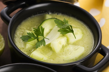 cold cucumber soup with herbs