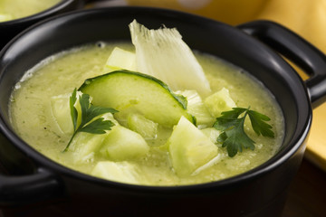 cold cucumber soup with herbs