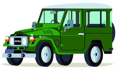 Caricatura Toyota Land Cruiser vista frontal y lateral