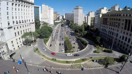 Aerial view of Viaduct of Tea in Anhangabau, Sao Paulo, Brazil. 