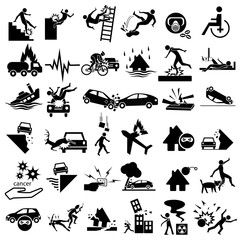 accident icons set for insurance