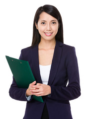 Asian businesswoman hold with file