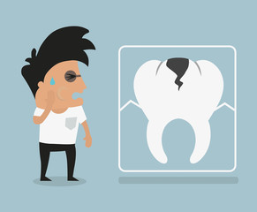 Crying man with toothache