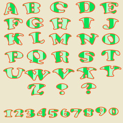 Set of colorful alphabet and numbers.