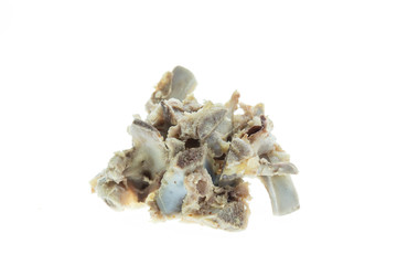 Pile of pork bones on white background