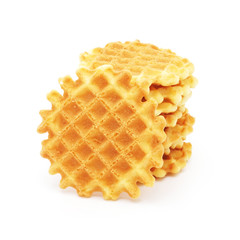 crisp waffle on white background