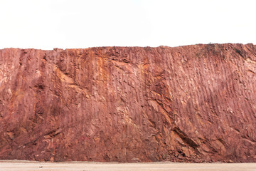 Texture of mountain showing red soil after excavated