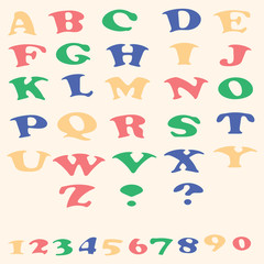 Set of colorful alphabet and numbers.