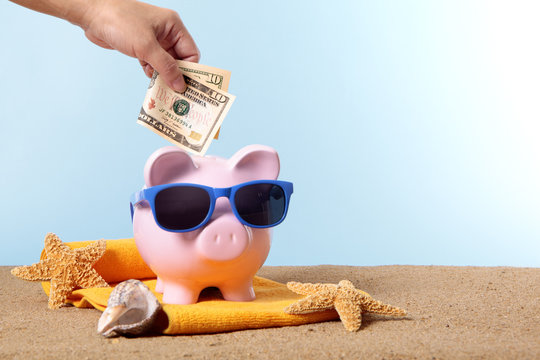 Piggy Bank on beach vacation