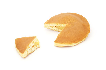 dorayaki with custard cream - Japanese pancake on white background