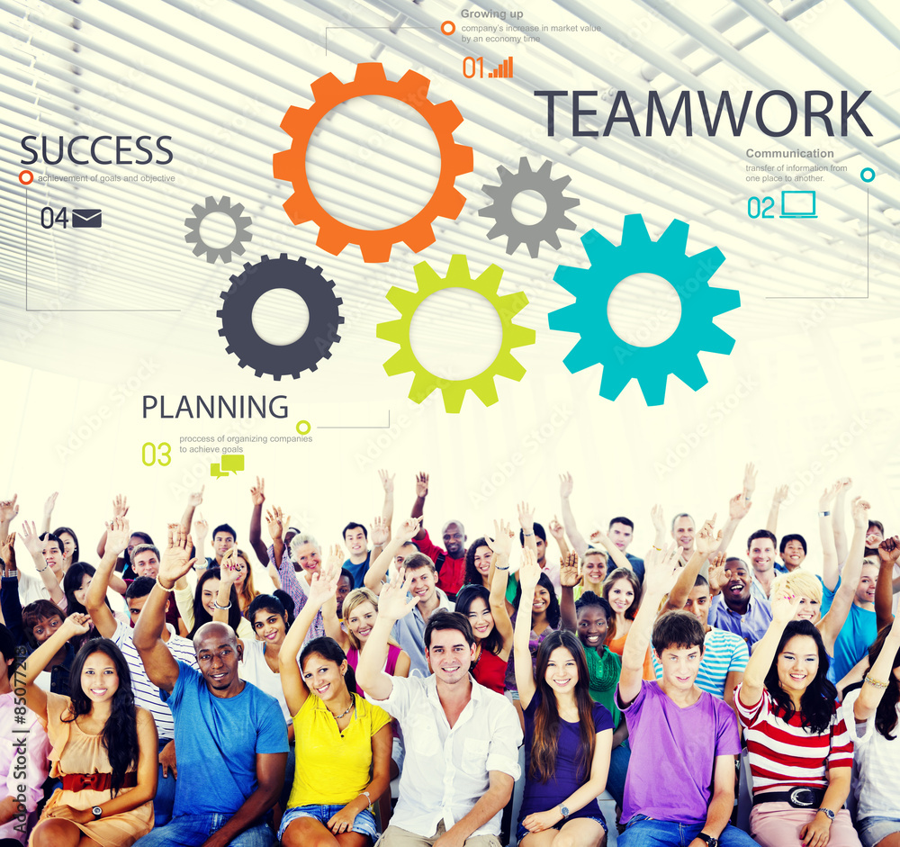Poster teamwork team collaboration connection togetherness unity concep