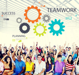 Obraz premium Teamwork Team Collaboration Connection Togetherness Unity Concep
