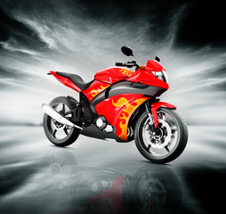 Obraz na płótnie Canvas Motorcycle Motorbike Bike Riding Rider Contemporary Red Concept