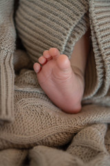 Fototapeta na wymiar Infant Baby leg newborn