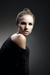 Fototapeta premium Russian beautiful sexy girl with a graceful figure and the passion in the eyes