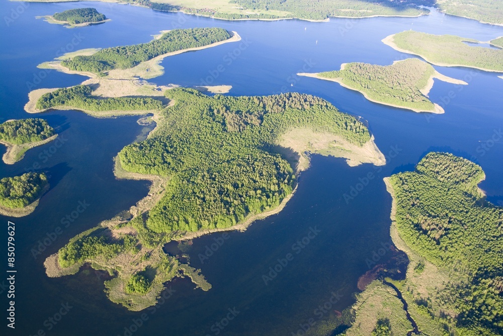 Wall mural aerial view of lake