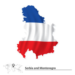 Obraz premium Map of Serbia and Montenegro with flag