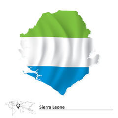 Map of Sierra Leone with flag