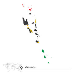 Map of Vanuatu with flag