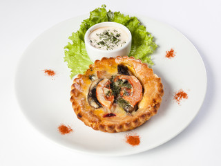 The tarte on a white plate