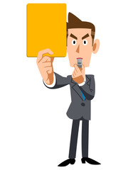 イエローカードを示すビジネスマン