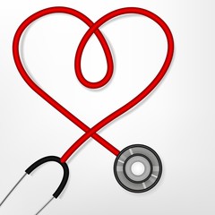 Heart Shape Stethoscope, Vector Illustration