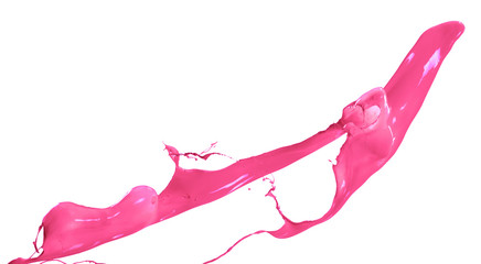 Pink paint splashing isolated on white background