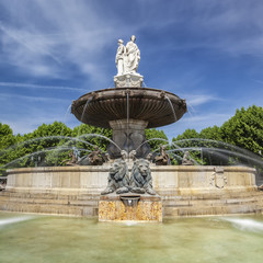 Square view of Fountain at La Rotonde in Aix-en-Provence