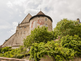 Fototapeta na wymiar Porrentruy, Pruntrut, Hahnenturm, Stadt, Schloss, Altstadt, Jura, Schweiz