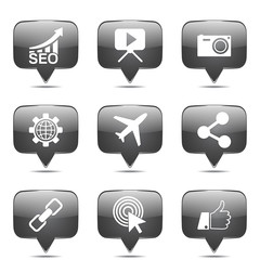 SEO Internet Sign Square Vector Black Icon Design Set 1