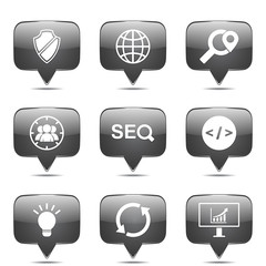 SEO Internet Sign Square Vector Black Icon Design Set 2