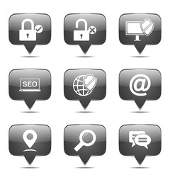 SEO Internet Sign Square Vector Black Icon Design Set 3