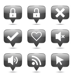 SEO Internet Sign Square Vector Black Icon Design Set 4