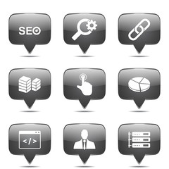 SEO Internet Sign Square Vector Black Icon Design Set 11