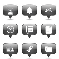 Time Duration Square Vector Black Button Icon Design Set