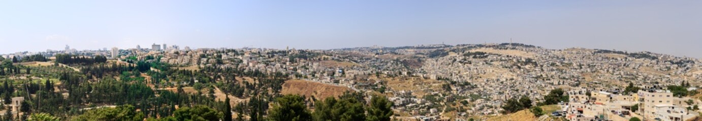 Fototapeta na wymiar Wide big panorama of Jerusalem from southern side