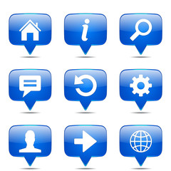 Web Internet Square Vector Blue Icon Design Set