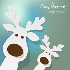 Christmas Reindeer on a blue bokeh background